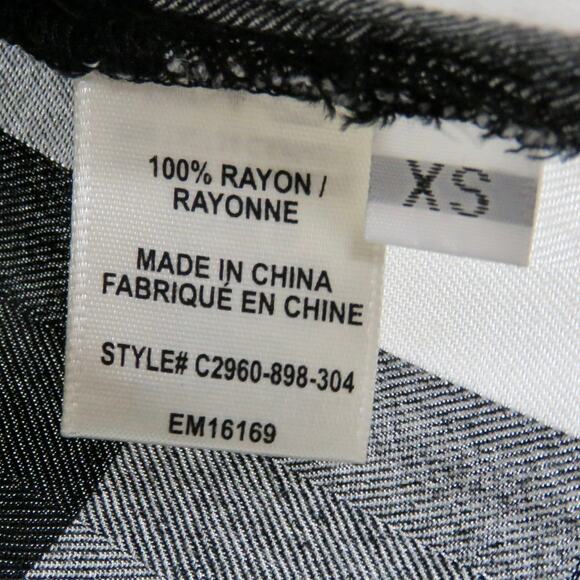 Cloth and Stone Anthropologie Plaid Tencel Top Black & White Plaid Shirt XS - Picture 5 of 6